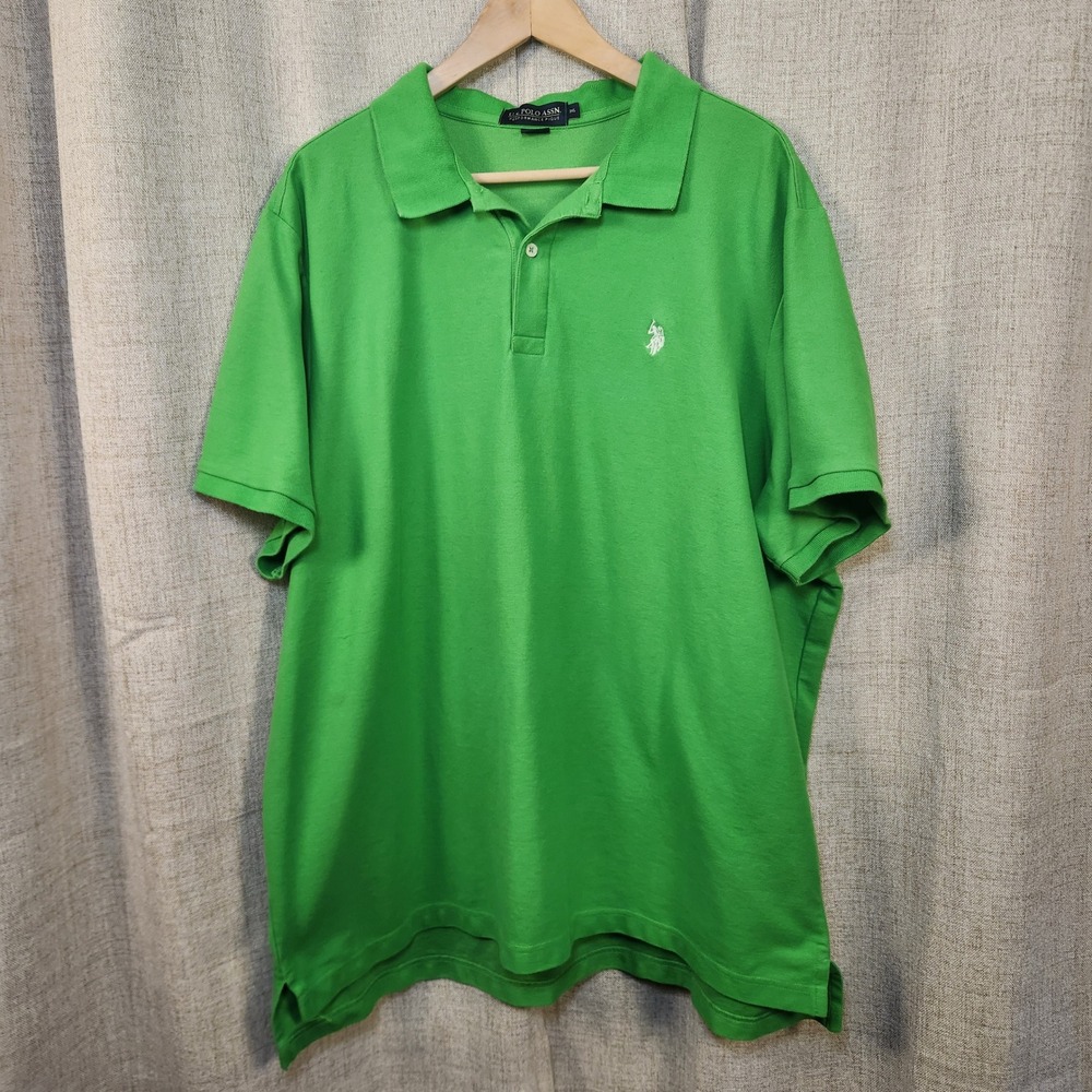 US POLO ASSN Performance Pique Polo Shirt Men's 3XL Green Embroidered Logo - Picture 1 of 5